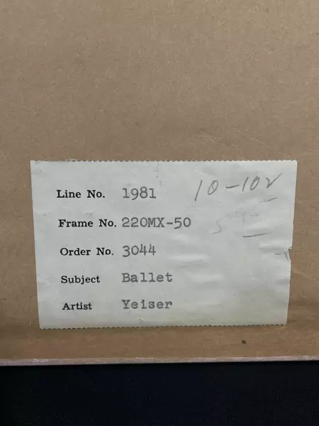 Framed Vintage William Yeiser Ballet Print "Sylvia" Signed Art Decor 8.5x9.75"