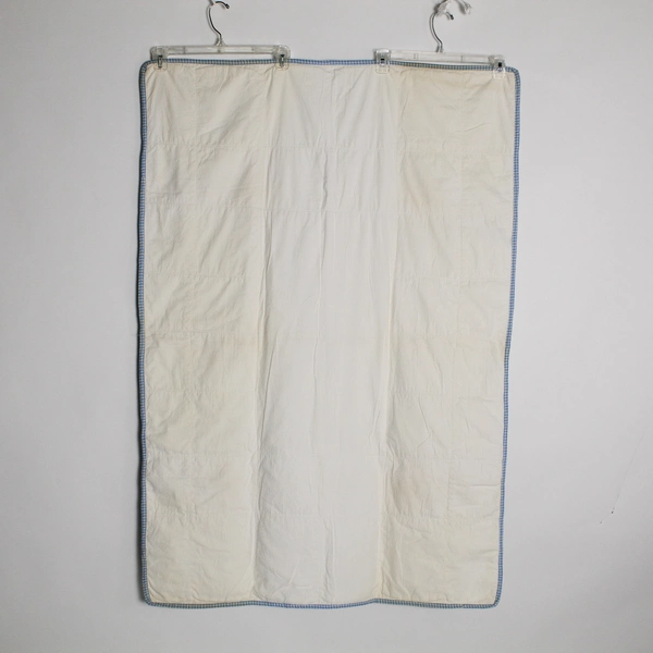 Vintage Baby Blanket Nursery Quilt Appliqued Clown Balloons Blue 33x48"