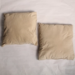 Lot of 2 Textured Tan Beige Square Throw Pillows Couch Sofa Quilted 18x18"