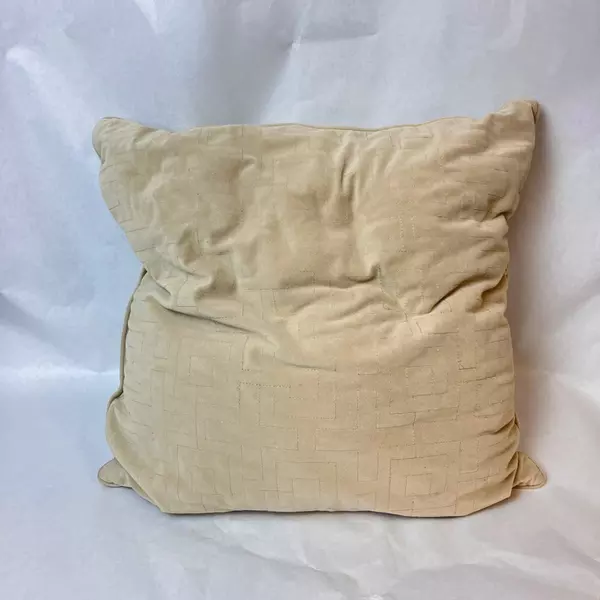 Lot of 2 Textured Tan Beige Square Throw Pillows Couch Sofa Quilted 18x18"