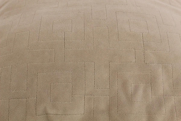 Lot of 2 Textured Tan Beige Square Throw Pillows Couch Sofa Quilted 18x18"