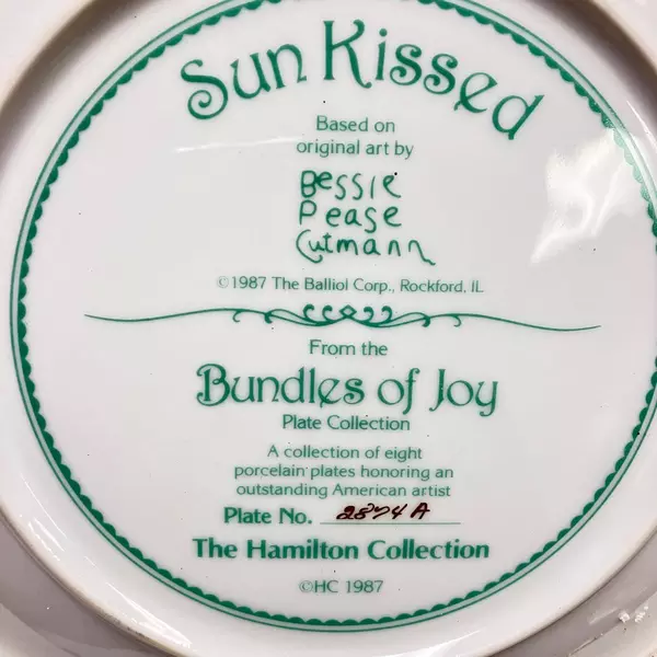 Hamilton Collection Bessie Pease Gutmann 1987 Sun Kissed Plate No 8 8.5"