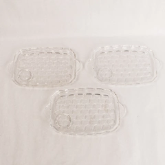 Lot of 3 Vintage Federal Glass Yorktown Thumbprint Snack Plates Chipped