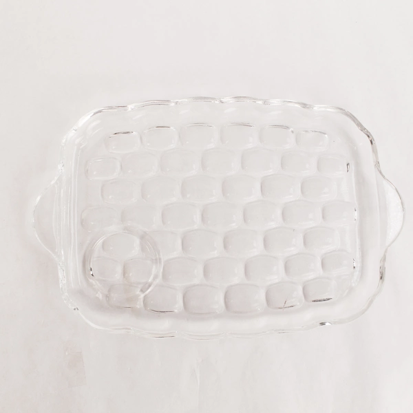 Lot of 3 Vintage Federal Glass Yorktown Thumbprint Snack Plates Chipped