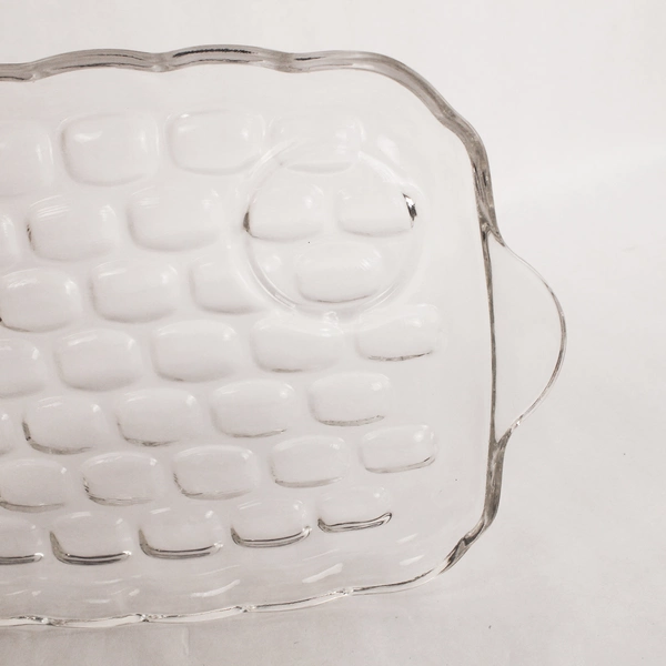 Lot of 3 Vintage Federal Glass Yorktown Thumbprint Snack Plates Chipped