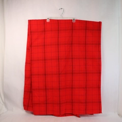 Bright Red Plaid Woven Tablecloth 79"x60" Black Blue Checkered Pattern