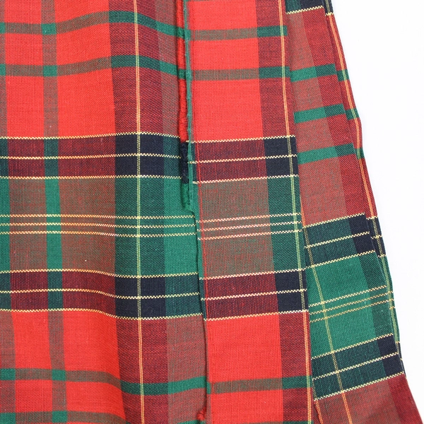 Vintage Red Green Gold Plaid Christmas Tablecloth 64"x54" Holiday Decor