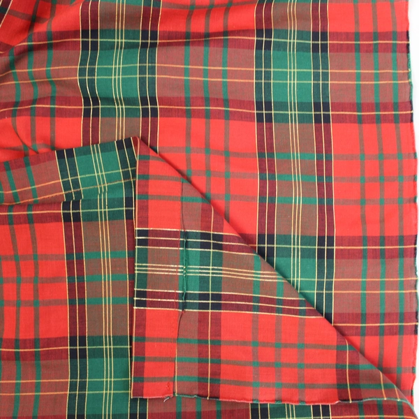 Vintage Red Green Gold Plaid Christmas Tablecloth 64"x54" Holiday Decor