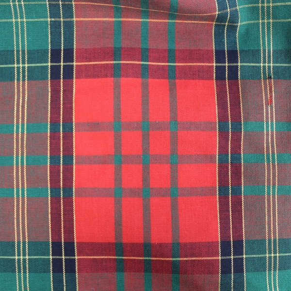 Vintage Red Green Gold Plaid Christmas Tablecloth 64"x54" Holiday Decor