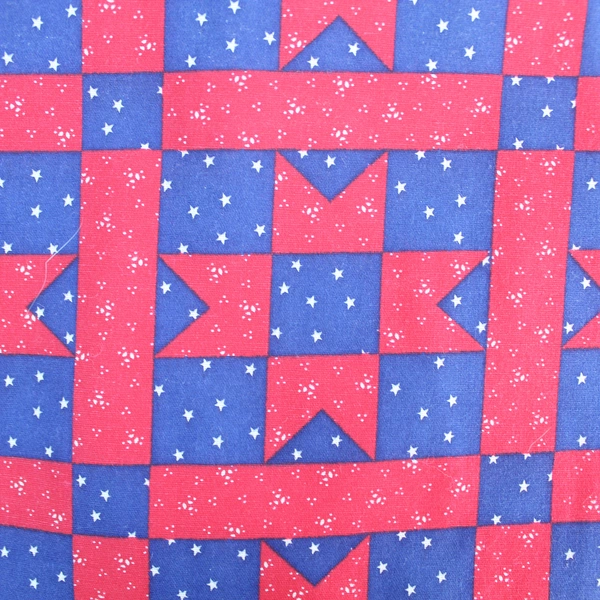 Unfinished Patriotic Quilt Blanket Red White Blue Stars 52x43 Country America