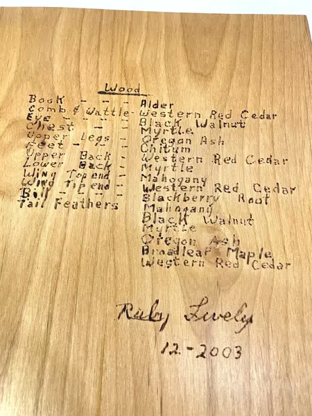 Handmade Wood Rooster Photo Album Brass Hinges Leather Strap Signed 12.5"