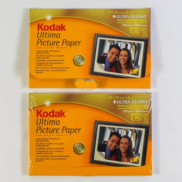 Lot of 2 Kodak Ultima Ultra Glossy 4x6 Inkjet Photo Paper 20 Sheets Each