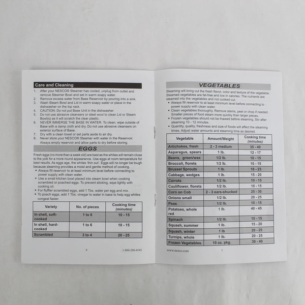 Nesco Electric Food Steamer Use Care Guide Model ST25B Manual 2013 Metal Ware