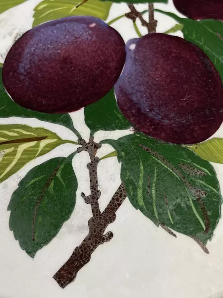 Vintage Villeroy & Boch Yorkshire Ware Porcelain Plum Trivet 6.25" Round