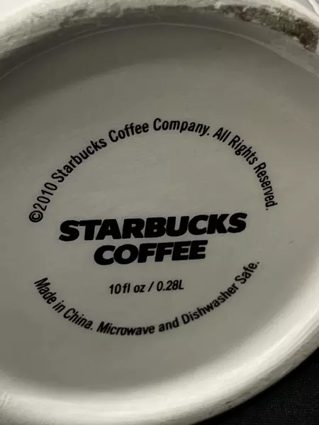 Lot of 2 Starbucks 2010 Holiday Coffee Cups Embossed Stars White Mugs