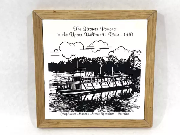 Madison Avenue Framed Ceramic Tile Plaque Steamer Ponoma 1910 7"x7"