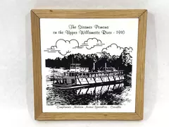 Madison Avenue Framed Ceramic Tile Plaque Steamer Ponoma 1910 7"x7"