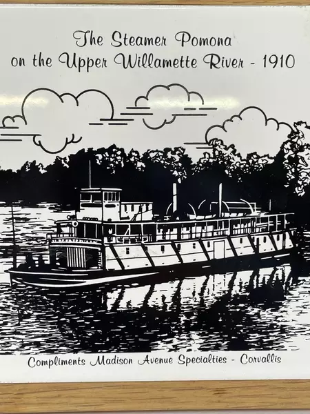 Madison Avenue Framed Ceramic Tile Plaque Steamer Ponoma 1910 7"x7"