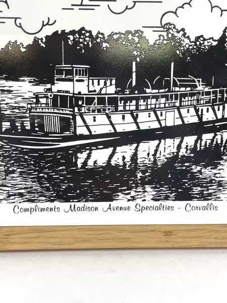 Madison Avenue Framed Ceramic Tile Plaque Steamer Ponoma 1910 7"x7"