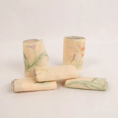 Lot of 5 Peach Floral Woven Fabric Strip Rolls for Quilting Soft Yellow