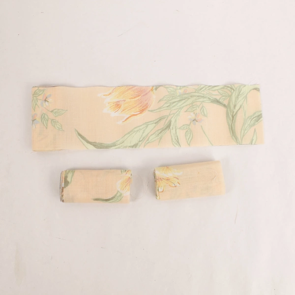 Lot of 5 Peach Floral Woven Fabric Strip Rolls for Quilting Soft Yellow
