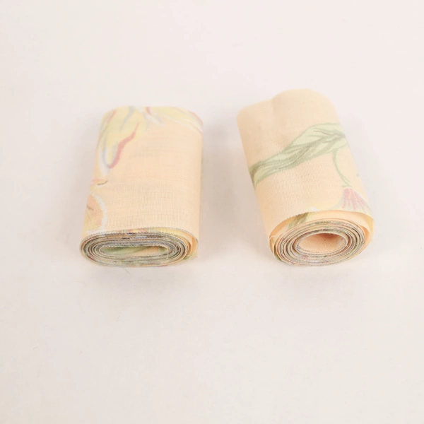 Lot of 5 Peach Floral Woven Fabric Strip Rolls for Quilting Soft Yellow