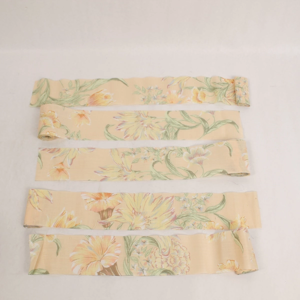 Lot of 5 Peach Floral Woven Fabric Strip Rolls for Quilting Soft Yellow