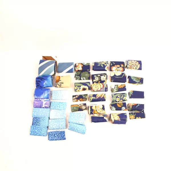 Lot of Blue Brown Floral Fabric Strips Jelly Roll Quilting Craft Cotton 2.75"