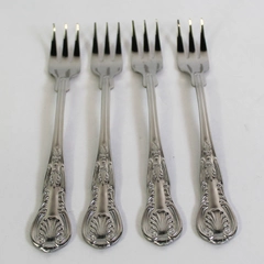 Lot of 4 Vintage Alco Korea Stainless Steel Cocktail Forks Shell Handle 6.5"