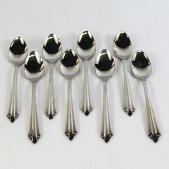 Lot of 8 Cambridge Stainless Steel Dinner Teaspoons 6.25" Good Condition