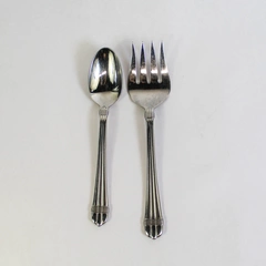 Hampton Silversmith Odyssey Serving Set Spoon & Fork 8.75" Stainless Steel