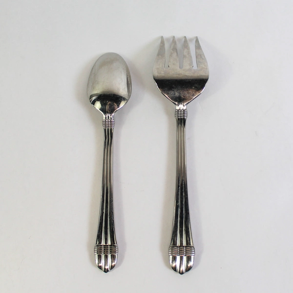 Hampton Silversmith Odyssey Serving Set Spoon & Fork 8.75" Stainless Steel