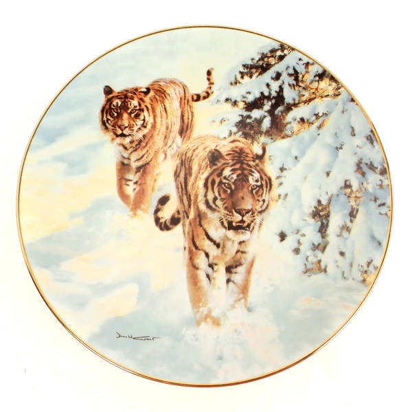 Siberian Snow Tigers Collector Plate 1993 Donald Grant Bradford Exchange COA