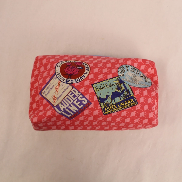 Lot of 2 Estee Lauder Pink Travel Makeup Cosmetic Bags Cases Pre-Owned