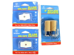 Lot of 3 Westinghouse In-Line On/Off Switches & 2" Keyless Socket Lighting Parts