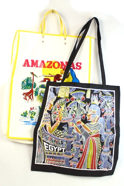 Lot of 2 Pre-Owned Egypt Amazonas Reusable Travel Souvenir Bags Set