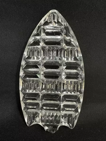 Vintage Cut Glass Perfume Bottle with Arrowhead Feather Stopper Broken Glued