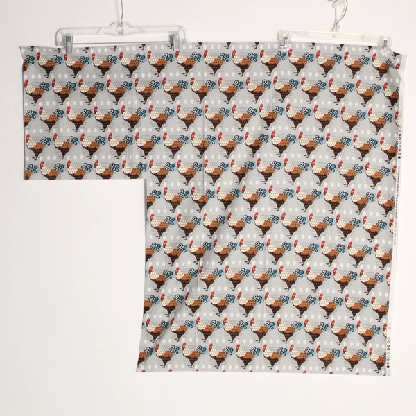 Lot of 2 Quilting Fabric Panels Farmhouse Rooster Eggs & Black White Dots