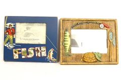 Lot Of 2 Fishing Themed Picture Frames Heart Home Connoisseur Danielson Designs