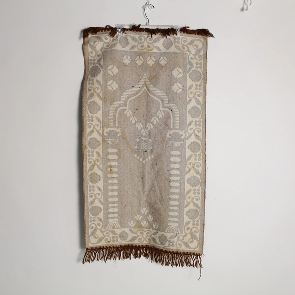 Vintage 1980s Brown Floral Accent Rug 43"x24" with Fringe Retro Home Decor