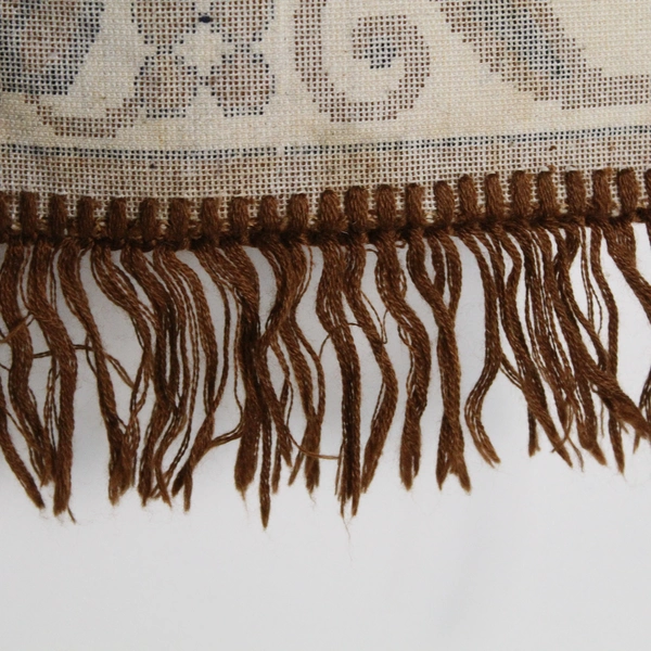 Vintage 1980s Brown Floral Accent Rug 43"x24" with Fringe Retro Home Decor