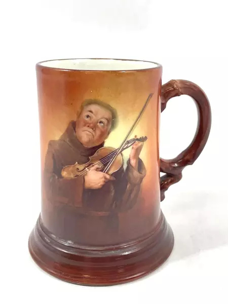 Vintage JPL Limoges Porcelain  beer Stein Monk Playing Violin 4.75" Collectible