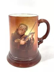 Vintage JPL Limoges Porcelain  beer Stein Monk Playing Violin 4.75" Collectible