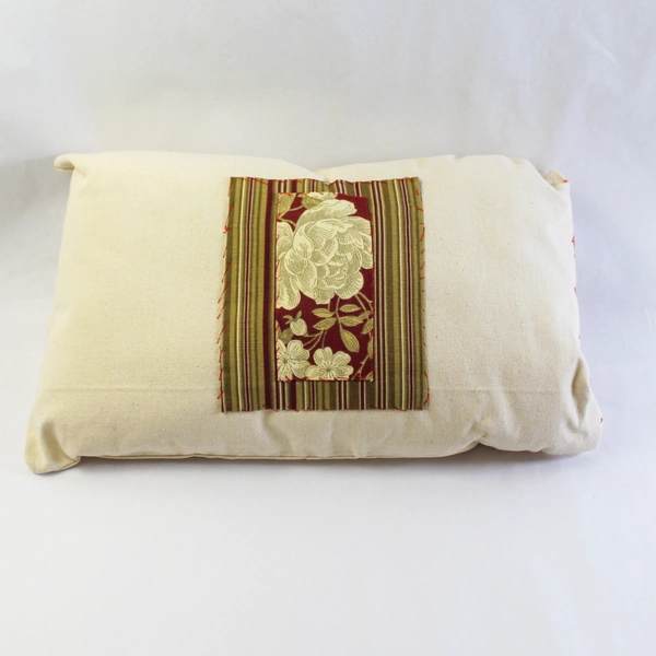 Lot of 2 Handmade Floral Striped Throw Pillows Beige Red 18x11.5 Inches