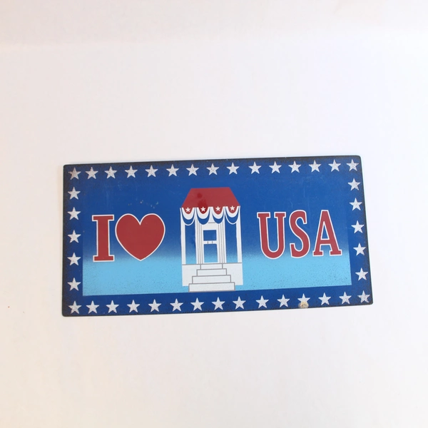 Lot of 2 Vintage USA Metal Tin Wall Hangings 7"x14" - Patriotic Decor