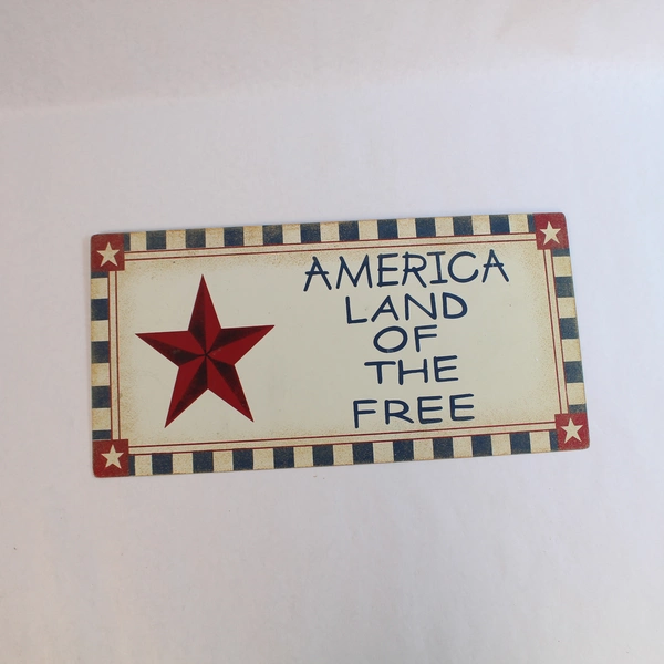 Lot of 2 Vintage USA Metal Tin Wall Hangings 7"x14" - Patriotic Decor