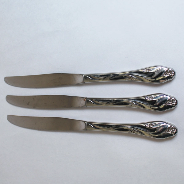 Lot of 3 Oneida Lorilei Stainless Steel 9" Dinner Knives Floral Design Pre-Owned