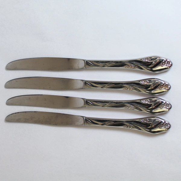 Lot of 4 Oneida Lorilei Stainless Steel 9" Dinner Knives Floral Design Pre-Owned
