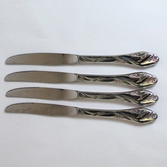 Lot of 4 Oneida Lorilei Stainless Steel 9" Dinner Knives Floral Design Pre-Owned
