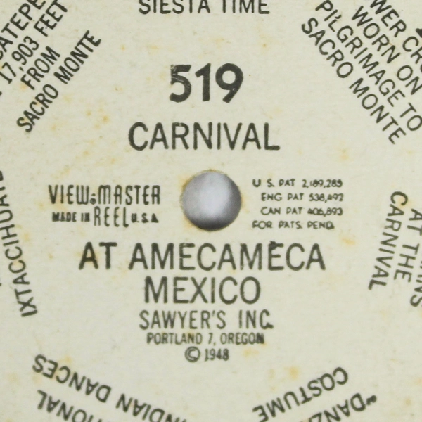 Vintage 1948 View-Master 519 Carnival At Amecameca Mexico Photo Reel